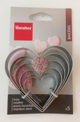 Metaltex sütemény kiszúró, szív, 5 db (252361)
