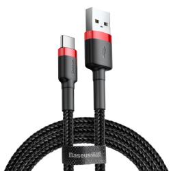 Baseus Cafule USB-C adat- és töltőkábel, 3.0 gyorstöltés, 3A, 1m, fekete-piros (CATKLF-B91)