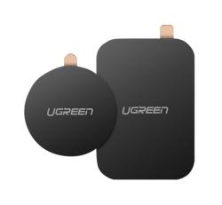Ugreen LP123 öntapadós fémlap 2db (mágneses autós tartóhoz ideális, négyzet + kör alakú) FEKETE