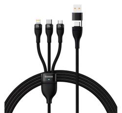 Baseus FLASH SERIES II adatkábel 3in1 (Type-C/USB - lightning/microUSB/Type-C, 100W, 120cm) FEKETECA