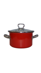 Bonyhádi Elit piros fazék üvegfedővel fémfüllel 24 cm 5,5 liter