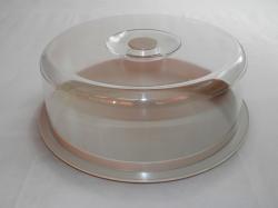 Nagy műanyag tortatartó és szendvicsbúra drapp (247)