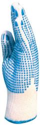 EP Kötött Pes/Pamut Fehér  Kesztyű, kétoldalán kék pettyes, 9-es (4355)