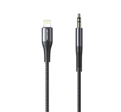 Awei CL-116L audió kábel (3.5mm jack - lightning, cipőfűző, 100cm) FEKETE