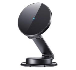JOYROOM autós tartó (műszerfalra, mágneses, gyorstöltő, 15W, wireless, LED jelzés) FEKETEJR-ZS408_B