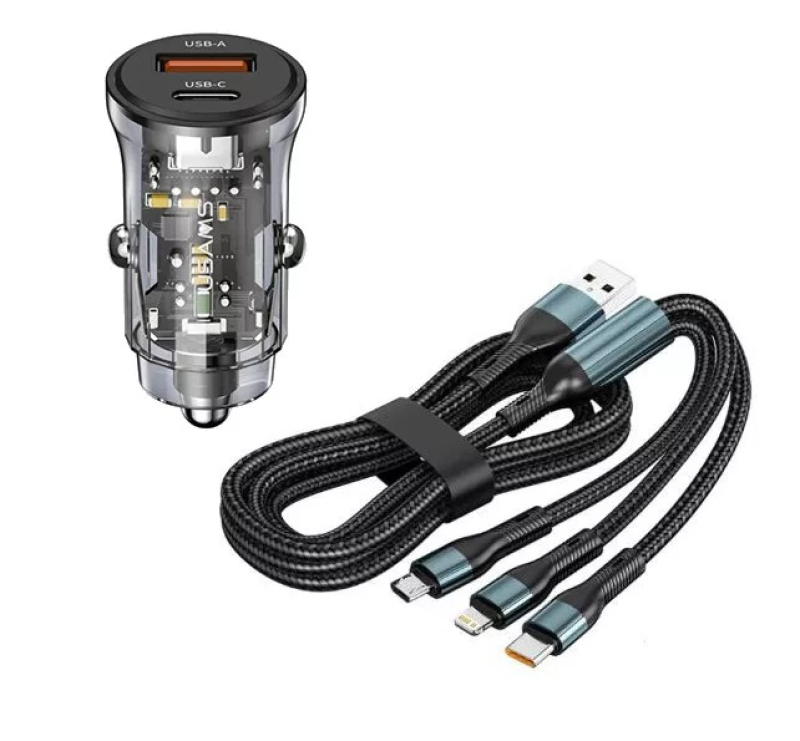 Gyors töltő USB/USB-C + 3 az 1-ben töltő különböző töltőfejekkel (07ACSET)