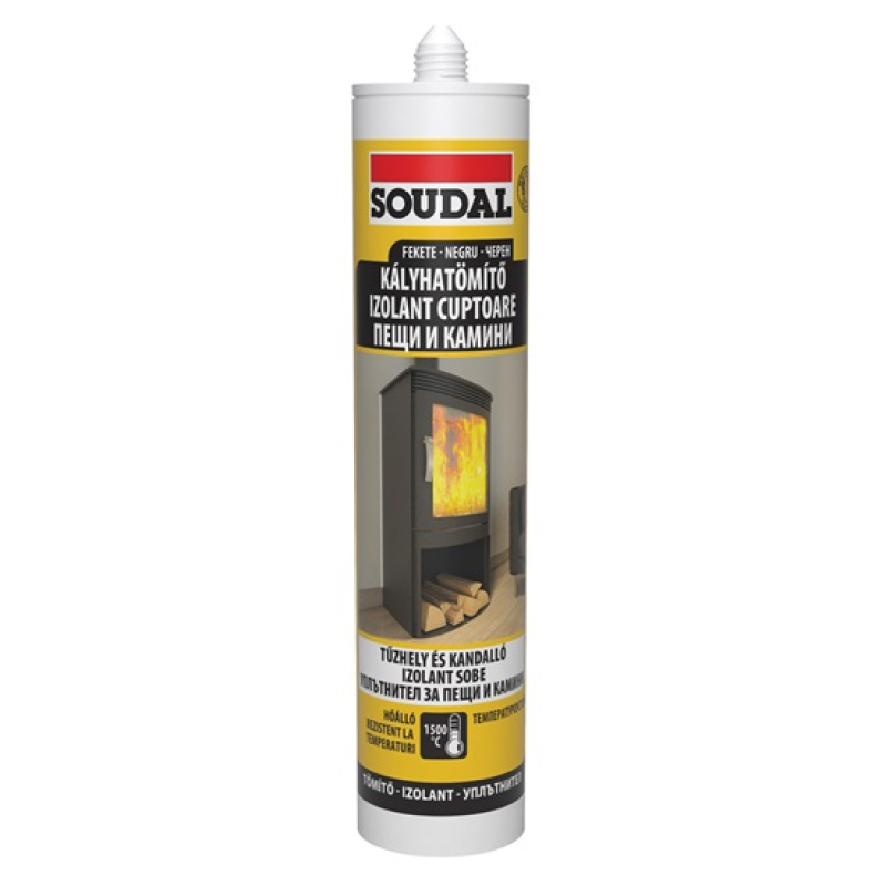 SOUDAL kályha és kéménytömítő 280 ml, fekete (8912981)