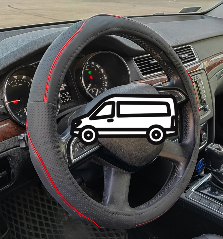 Műbőr kormányvédő 40cm, fekete-piros (2393-40)