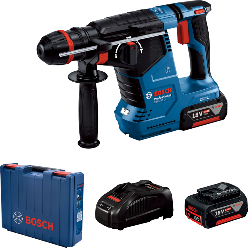 Bosch GBH 187-LI akkus fúrókalapács + 2 x 5.0 Ah akkumulátor + GAL 1880 CV töltő (0611923121)