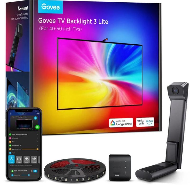 Govee Intelligens RGBICW LED szalag TV (40~50 hüvelyk) háttérvilágítás kamerával, halszem korrekcióv