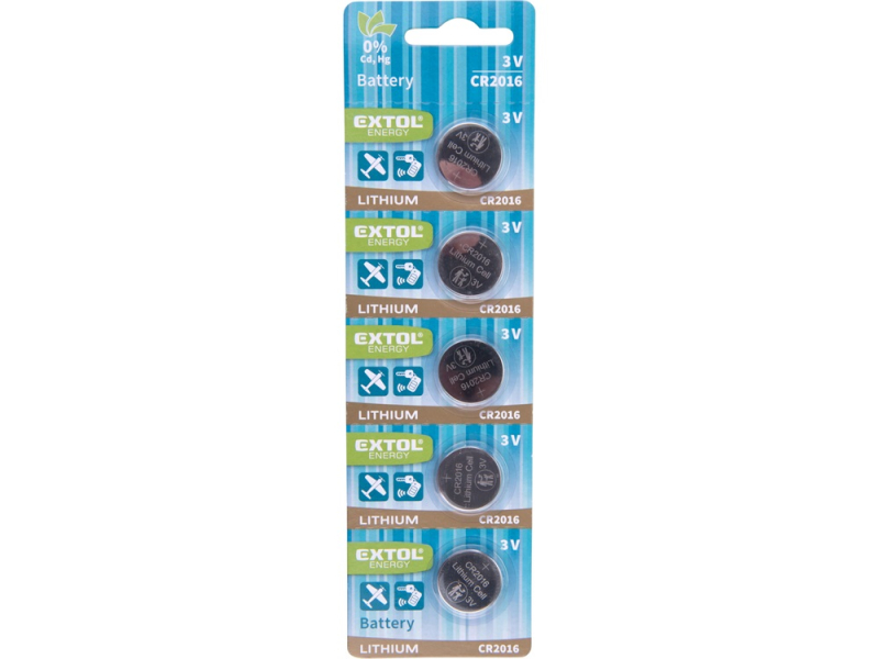 Extol Energy gombelem készlet 5 db, Lítium, 3V, méret: (CR2016) (42053)