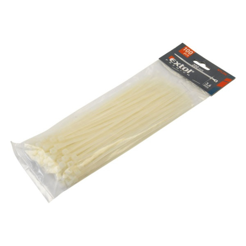 Extol Premium kábelkötegelő fehér 3,6x200mm 100 db (8856106)
