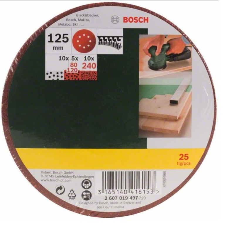 Bosch 25 részes csiszolólapkészlet excentercsiszolóhoz (2607019497)