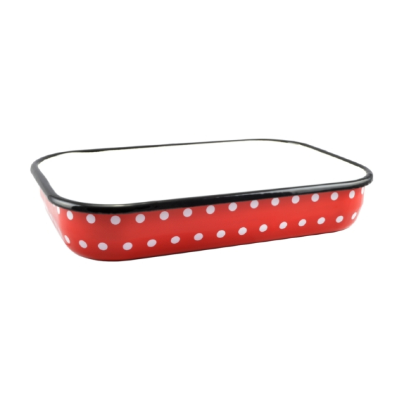 Perfect Home zománcozott piros pöttyös tepsi 33cm (10381)
