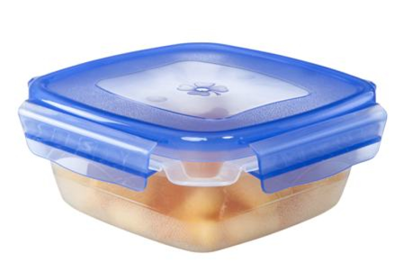 Csatos, szögletes műanyag ételdoboz 1,5 l kék (592)