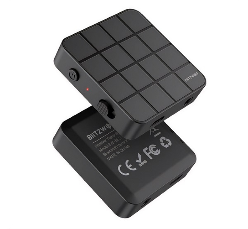 BlitzWolf bluetooth FM transmitter microUSB+3.5mm jack aljzat (v5.0, 200mAh) FEKETEBW-BL2