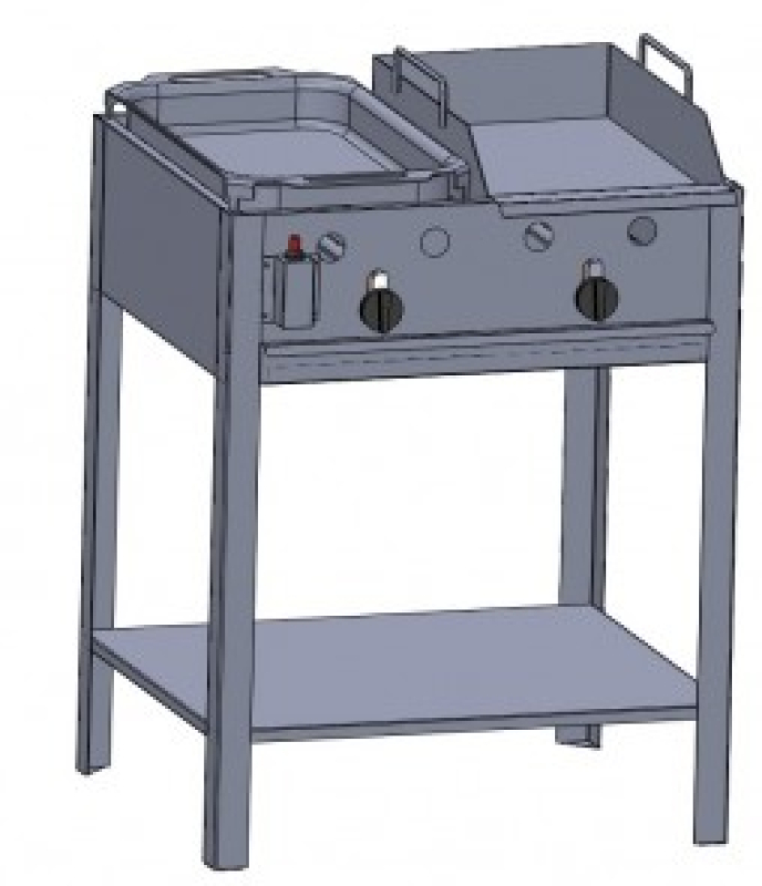 Kétégős álló kombi készülék pecsenye-, és lapsütővel Földgáz üzemű (BGS-2.1 PLS)