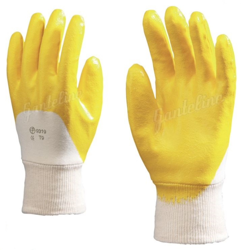 Nitril kesztyű, tenyerén mártott, sárga 8-as