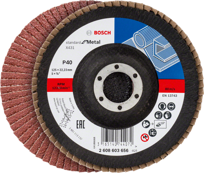 Bosch X431 Alox legyezőtárcsa, átmérő 125 mm, P40 (2608603656)