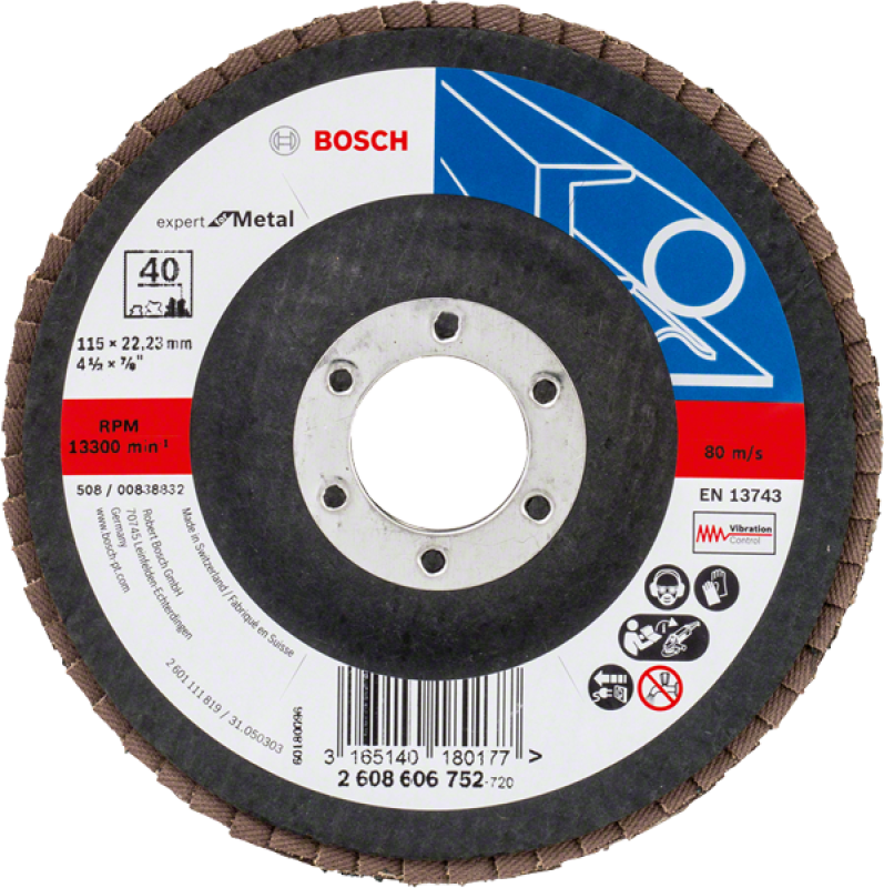 Bosch X551 Zirkon legyezőtárcsa o 115 mm, o 22.23 mm, P40