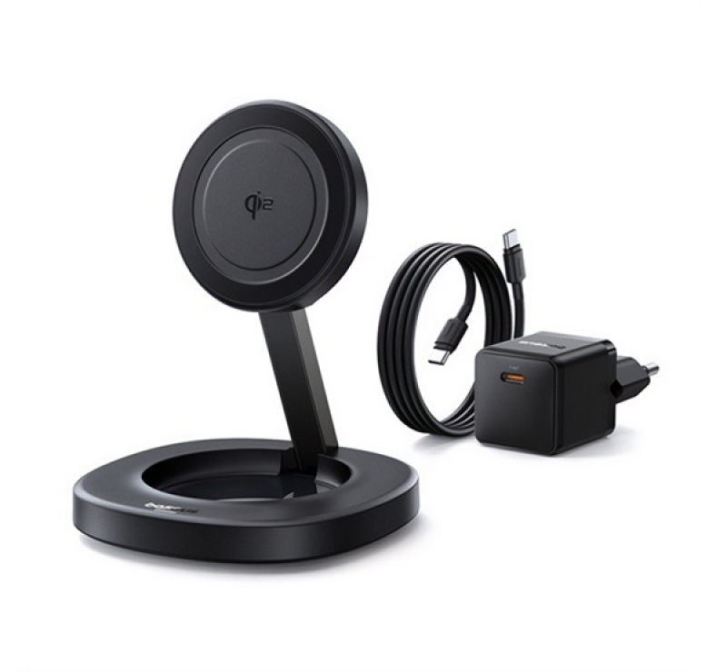 Baseus ENERFILL FF11 asztali töltő (15W, gyorstöltő, wireless, MagSafe, összehajtható + tápegység) F