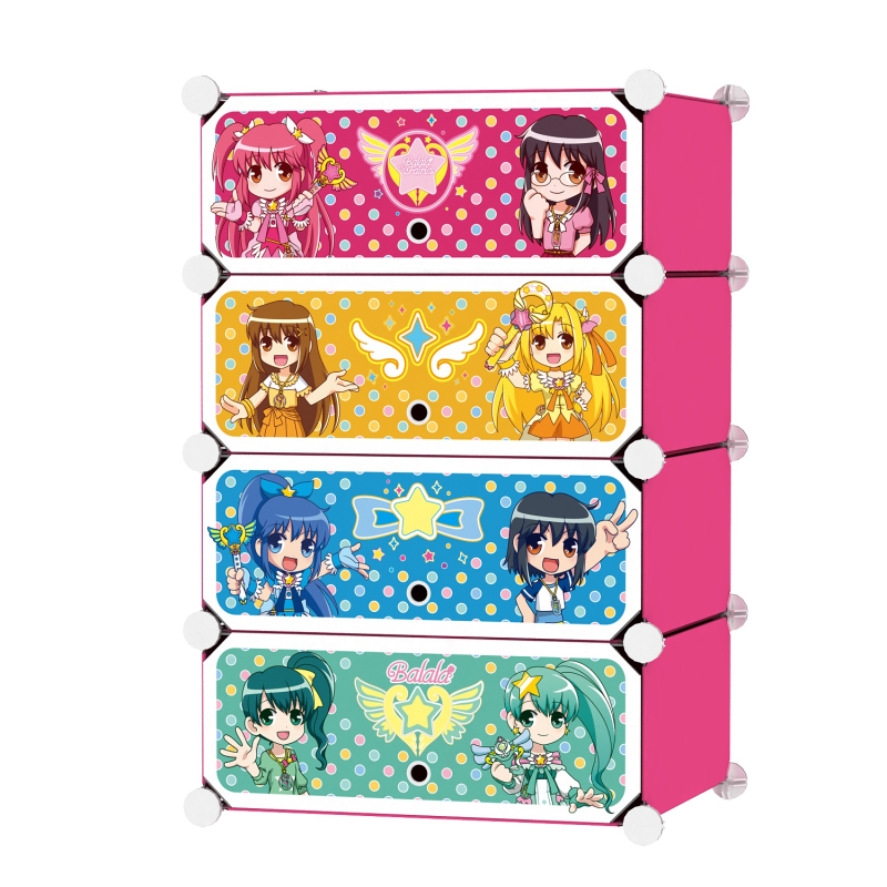 Variálható elemes bútorcsalád, 4 ajtós cipős szekrény, pink (BLLV14T PINK)