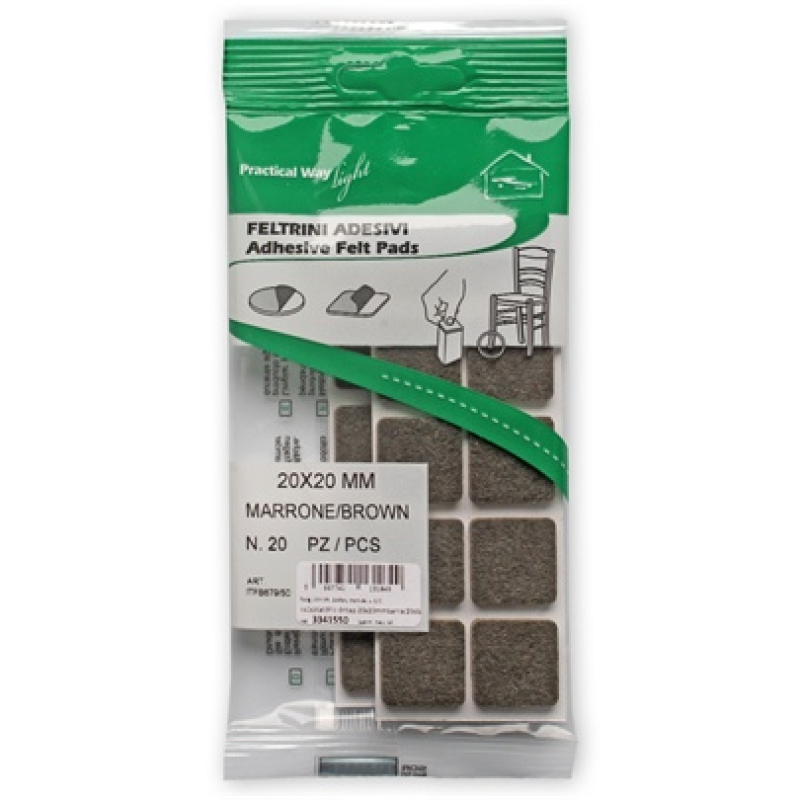 Csúsztatófilc öntapadó 20x20 mm barna (20 db) (3341550)