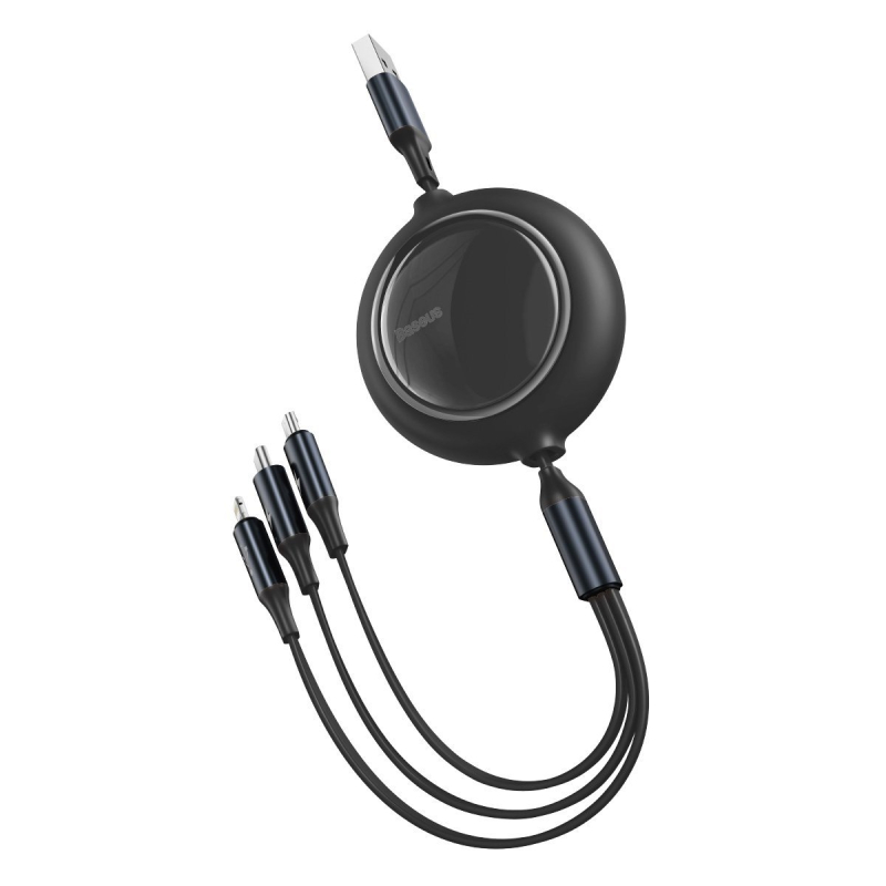 Baseus CAMLT-MJ01 Bright Mirror 3-in-1 Micro-USB/Lighting/USB-C kábel 3.5A 1.2m, fekete (CAMLT-MJ01)