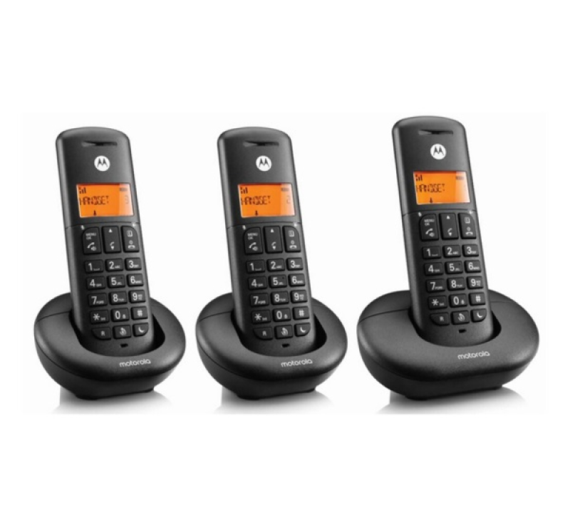 Motorola E203 telefon készülék (vezeték nélküli, 3 kézibeszélő, kijelző, DECT) FEKETEE203