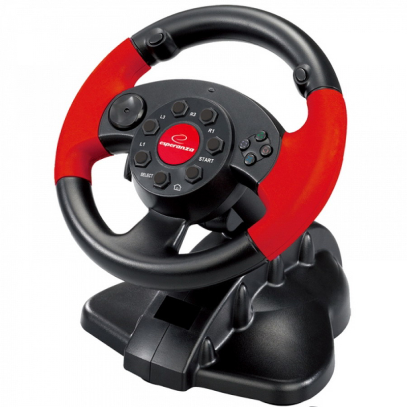 Esperanza High Octane EG103 versenykormány pedállal PC/PS1/PS2/PS3, fekete-piros
