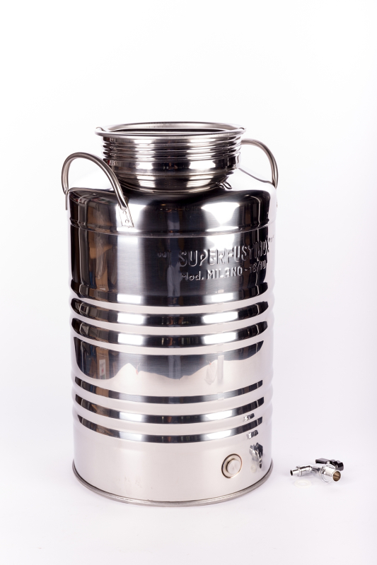 Füles kanna rozsdamentes 100 L-es, csappal (10410)