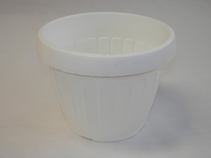 Virágtartó, hordó alakú, 40 cm, fehér műanyag (367-1)