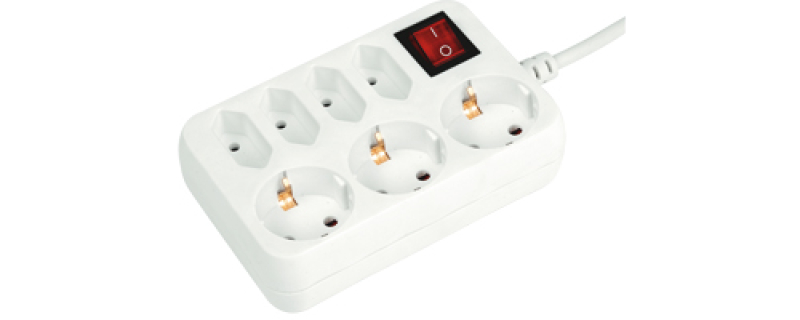 Home hálózati elosztó, kapcsolóval (NV 17/WH)