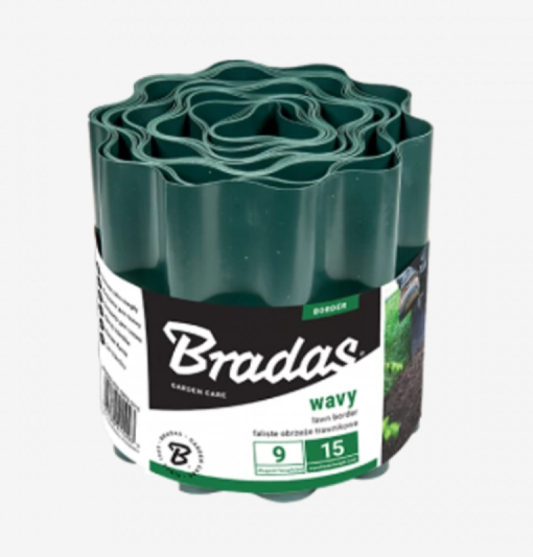 Bradas gyepszegély, hullámos 9m x 15cm, zöld (1503167 - OBFG 0915)