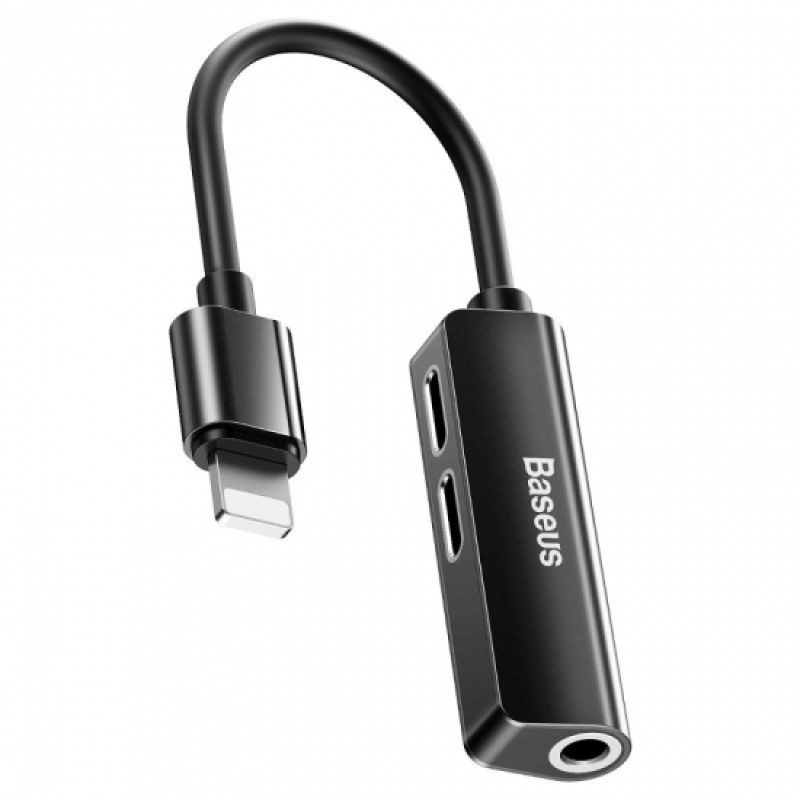 Baseus L52 audio adapter Lightning / mini jack 3.5mm, 2x Lightning, fekete (CALL52-01)