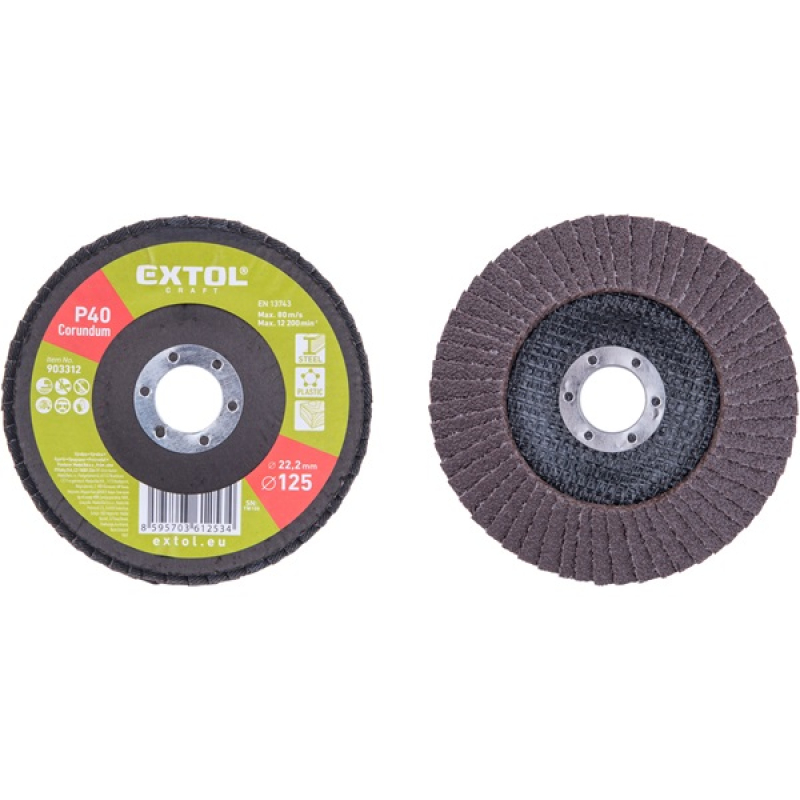 Extol Craft lamellás csiszoló acél, 125×22mm, P40, kúpos (903312)