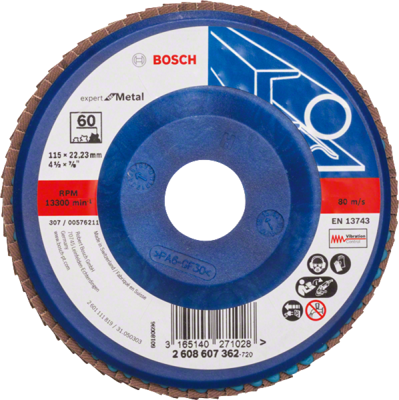 Bosch X551 Zirkon legyezőtárcsa o 115 mm, o 22.23 mm, P60