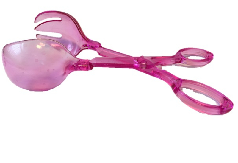Műanyag saláta kiszedő olló pink (102)