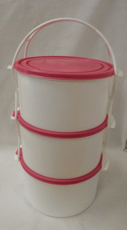 Családi műanyag ételhordó 3 részes 2 l, pink (80)