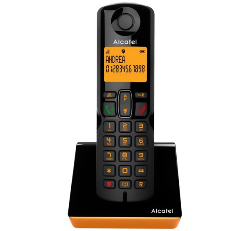 Alcatel S280 telefon készülék (vezeték nélküli, nagy kijelző, DECT) FEKETE/NARANCSSÁRGAS280