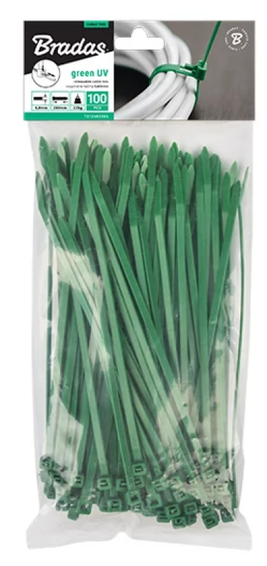 Bradas gyorskötöző 4,8x160mm 100db/cs, zöld (28585 - TS1248160G)