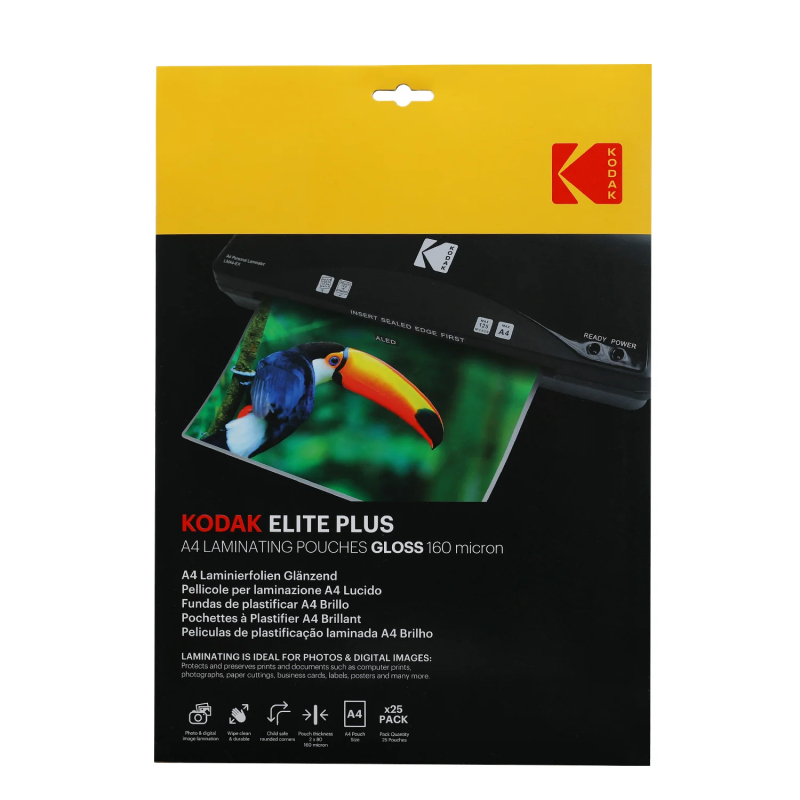 Kodak lamináló fólia (fényes) A4, 160 micron, 25 db (KO-LMA4-PK25A)