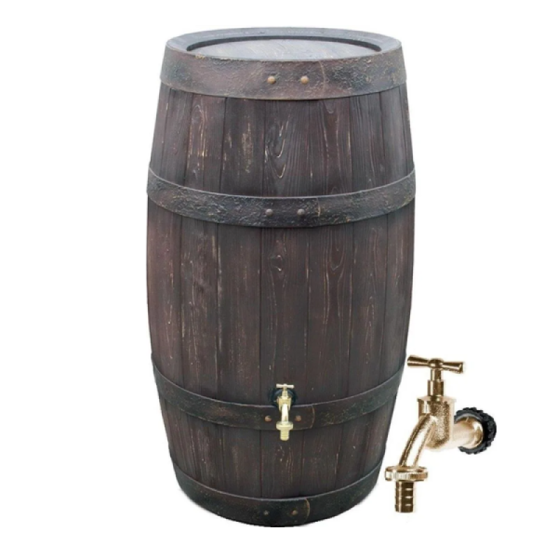 Barrique esővízgyűjtő tartály réz csappal 250L, barna (16688)