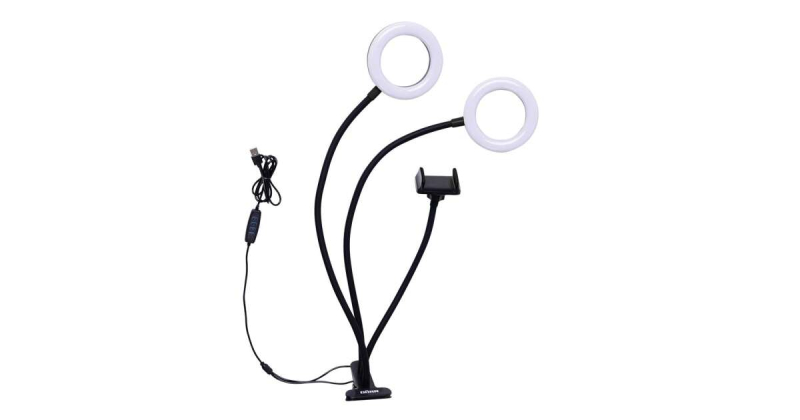 DÖRR SLR-12 Bi-Color 2x hajlítható karú LED körlámpa telefon tartóval, csipesszel (D371047)