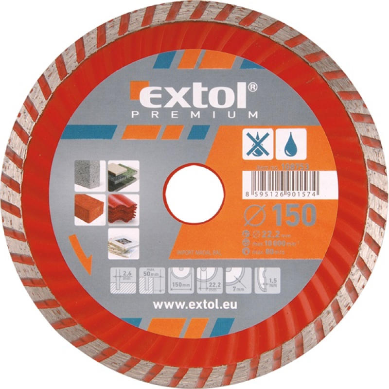 Extol Premium gyémántvágó TURBO gránit/kerámia 150×22,2mm (108753)