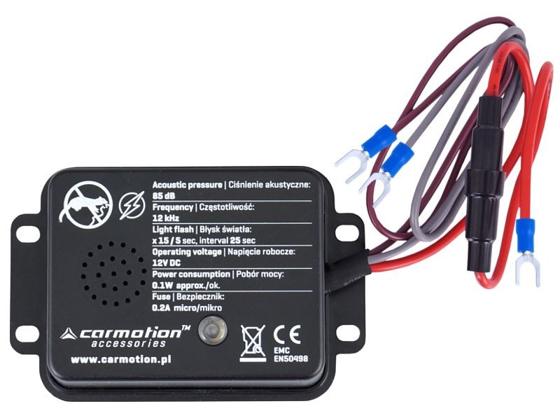 Autós rágcsáló riasztó, akusztikus és vaku funkcióval, 12 V CM58108