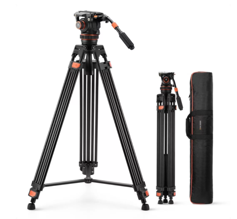 K&F Concept VA3 videó állvány, BV60 fluid video fej, 191 cm, 10 kg-ig (KF-09-148V1)