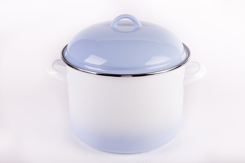 Bonyhádi zománcozott fazék + fedő kék árnyalt 22 cm