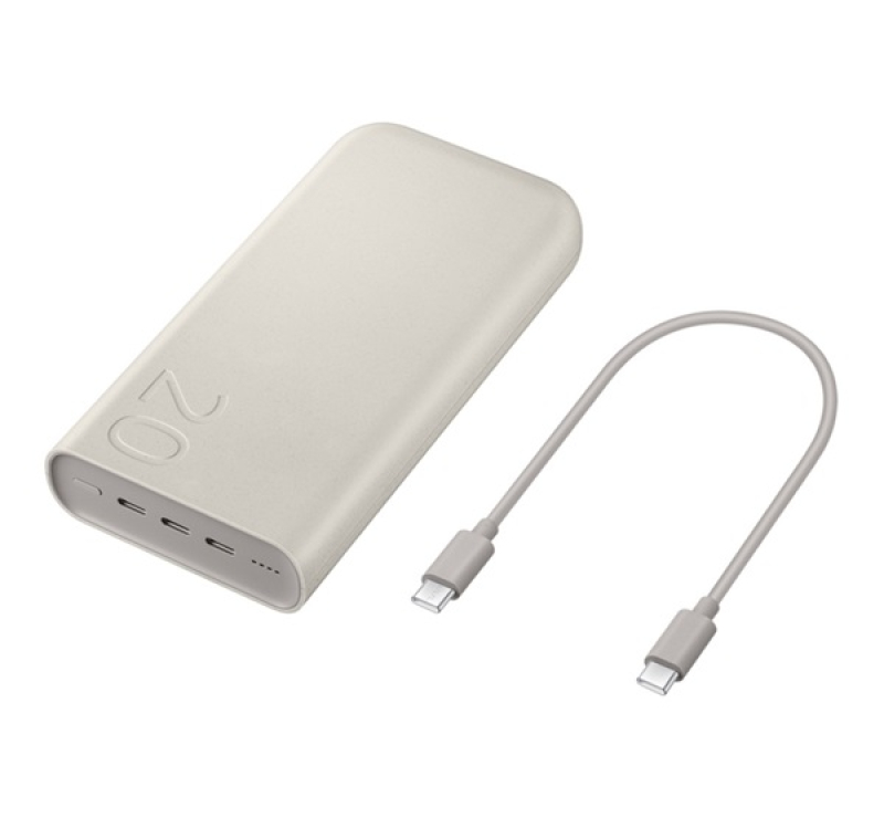 Samsung vésztöltő 3 Type-C aljzat (20000mAh, 45W, PD gyorstöltő, LED jelzés) BÉZS