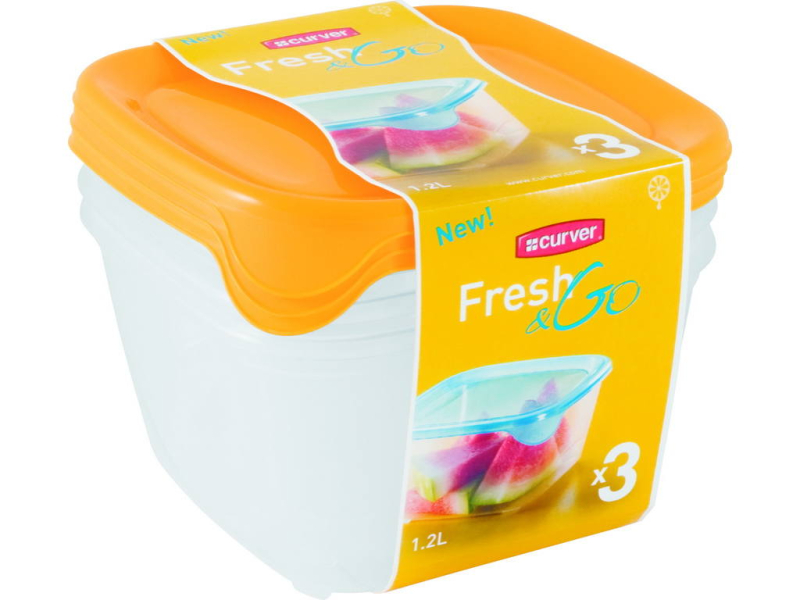 Curver Fresh&go szögletes ételtartó 1,2 L, 3db (182221)